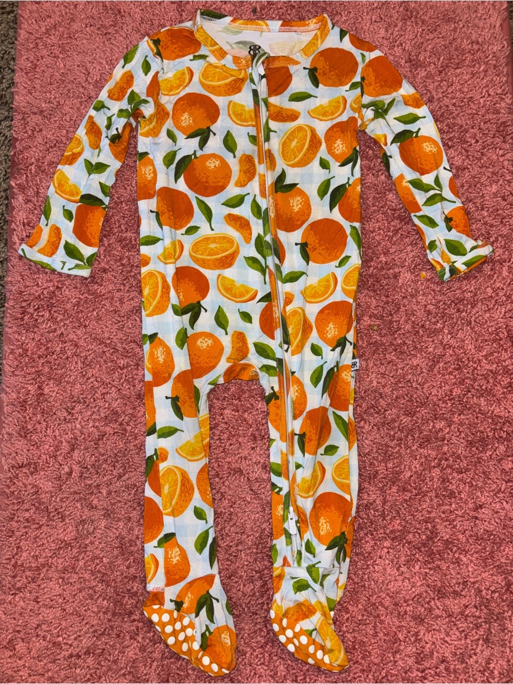 Citrus Print Kids Footed One-Piece Romper - Orange